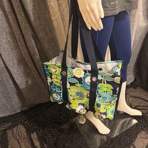 Thirty-One Zip-Top Organizing Utility Tote. Blue, Green, And Navy